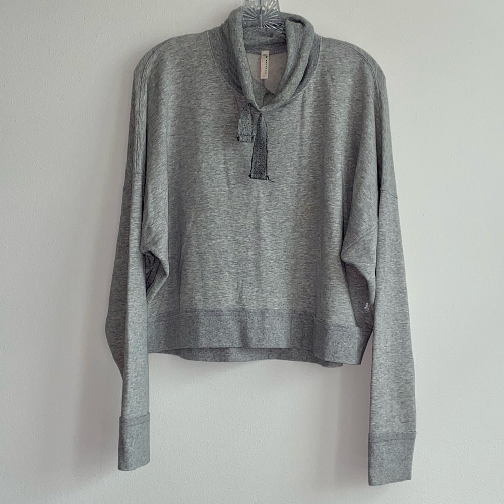 Free People Movement Womens Lara French Terry Cropped Sweatshirt Sz S Gray